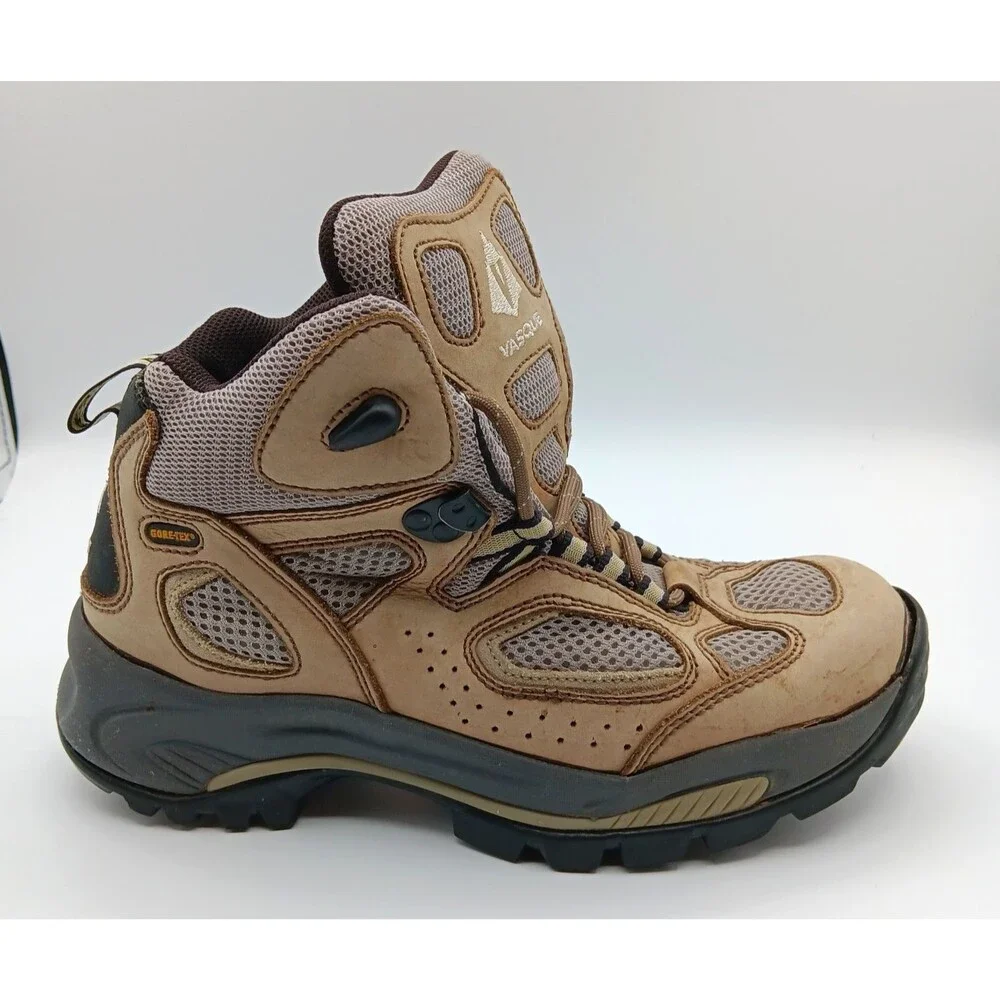 Vasque Boots Wn 8 Tan Breeze Leather Hiking Vibram Waterproof Gore-Tex Outdoor